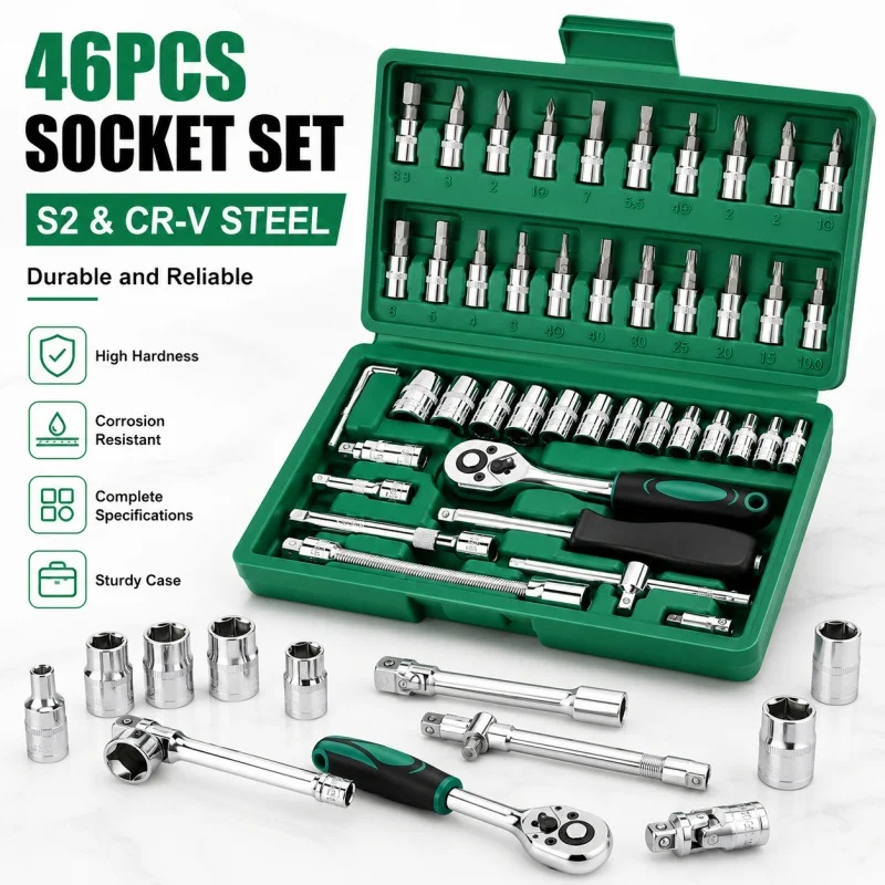 46Pcs Family Tools 1/4 Set Mec - Car Accessories Workshop ulasan dan harga