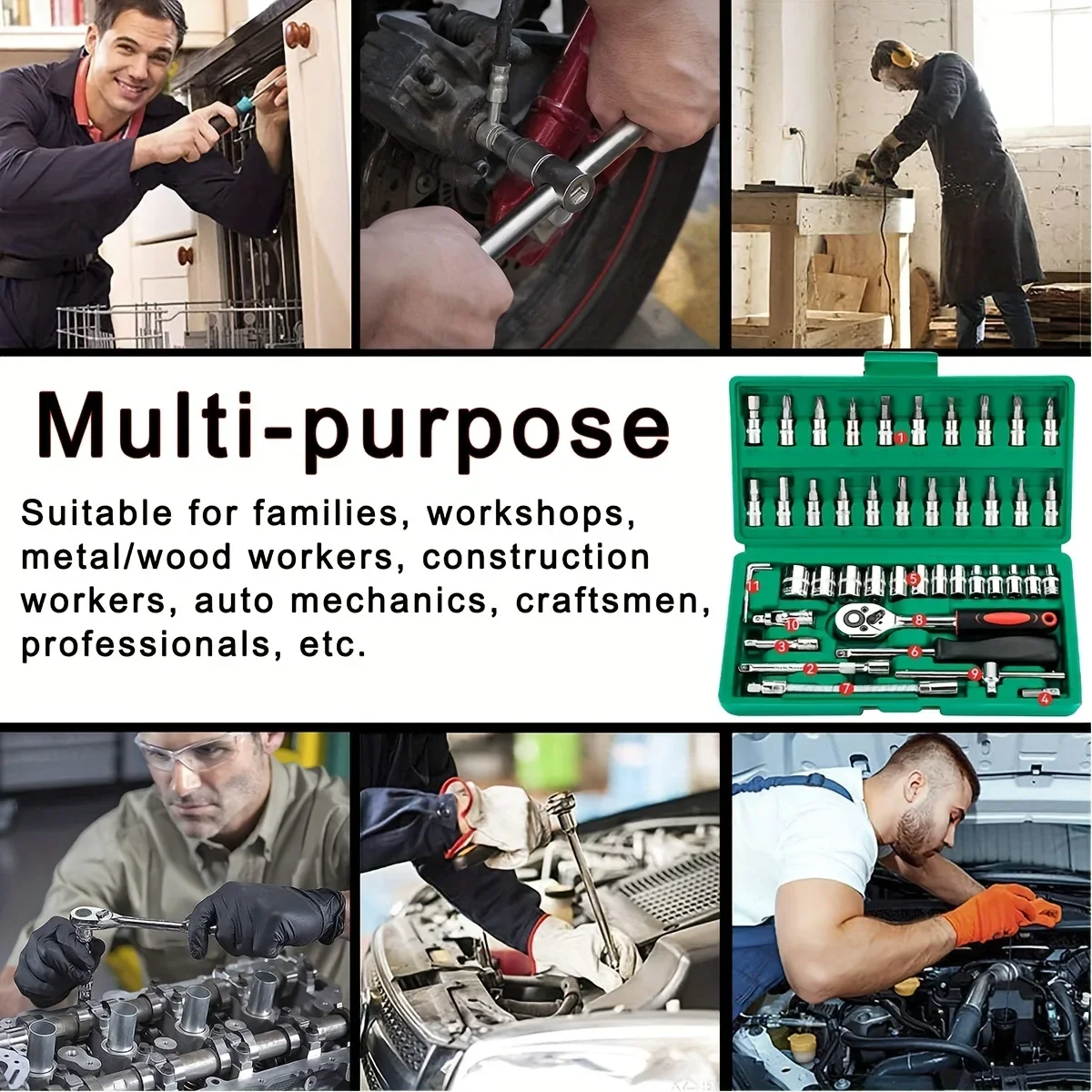 46Pcs Family Tools 1/4 Set Mec - Car Accessories Workshop ulasan dan harga