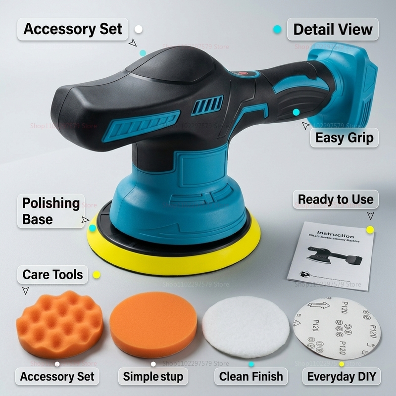 Cordless 18V Car Polisher Elec - Car Detailing Brush ulasan dan harga